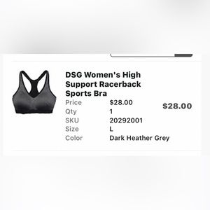 NEW DSG dark heather grey high support racerback bra size L